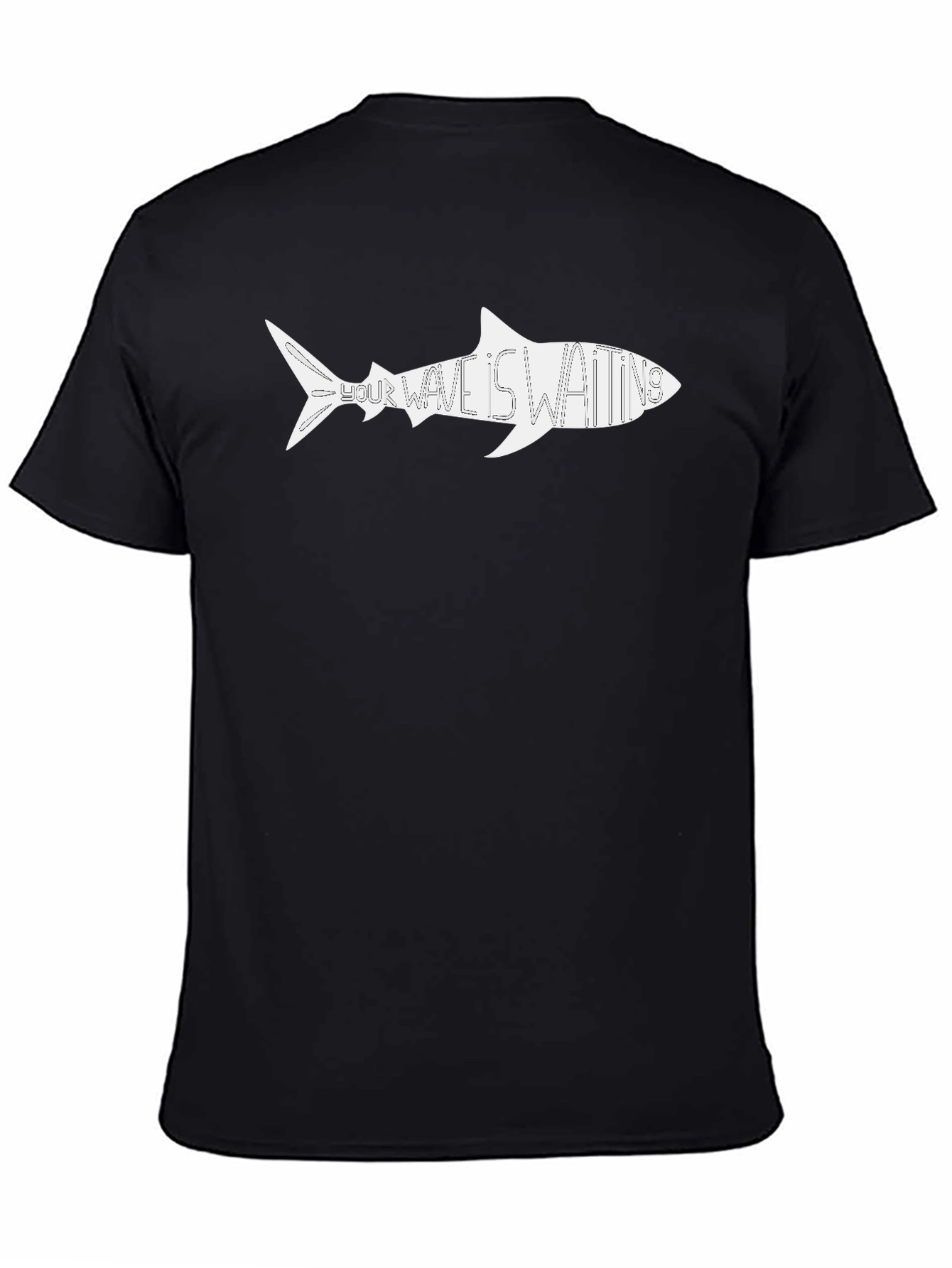 Shark Wave Waiting Graphic Tee - Black Cotton Shirt