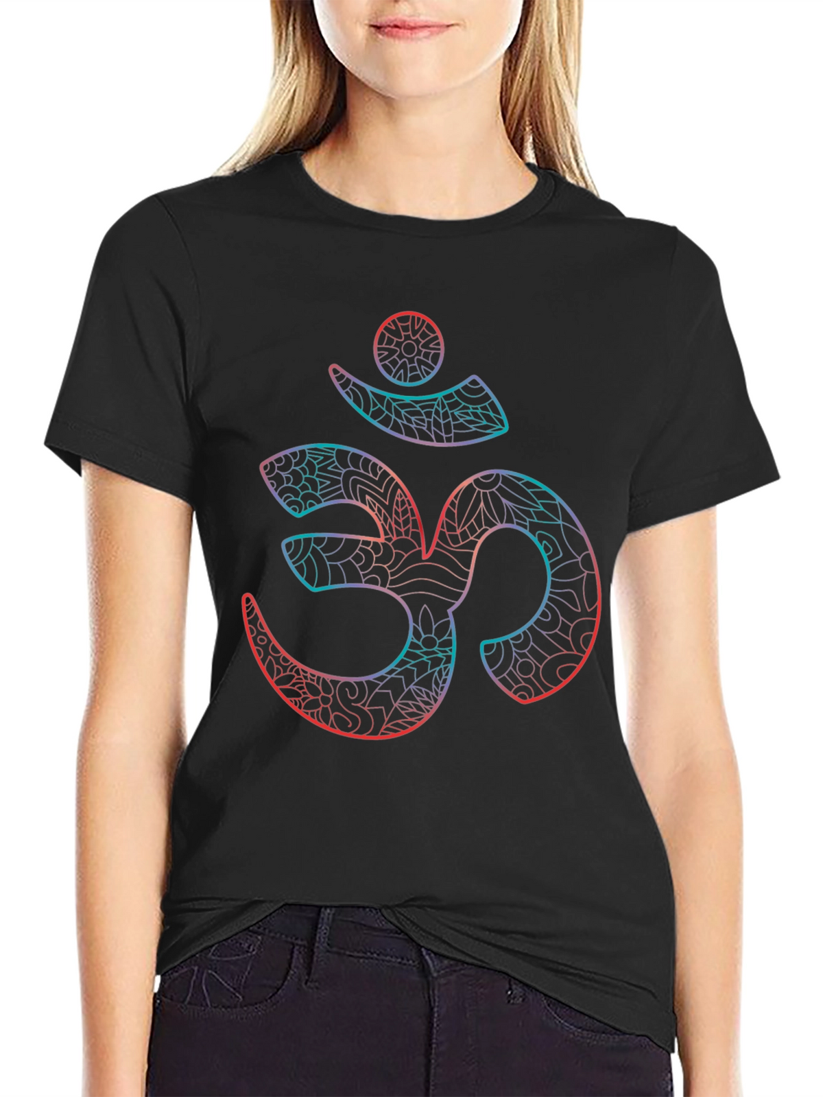 Om Symbol Graphic Print Black T-Shirt