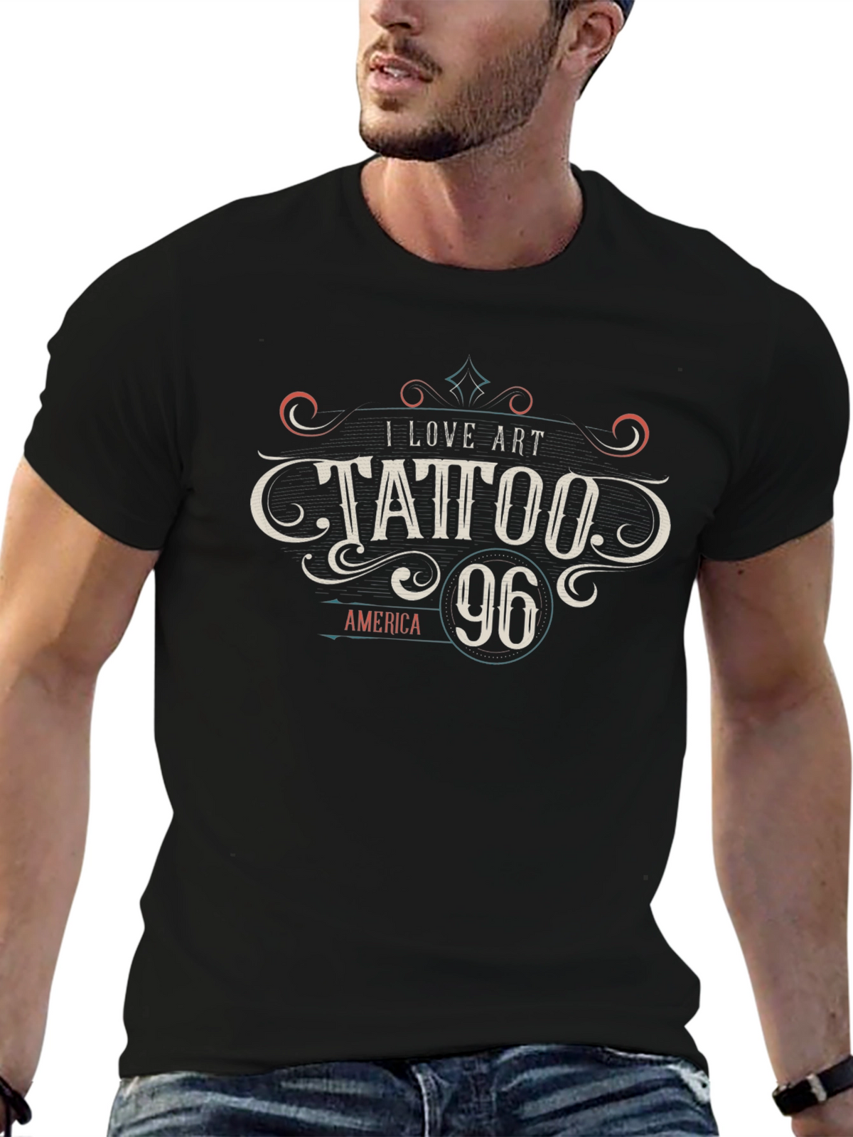 I Love Art Tattoo 96 Black Graphic T-Shirt