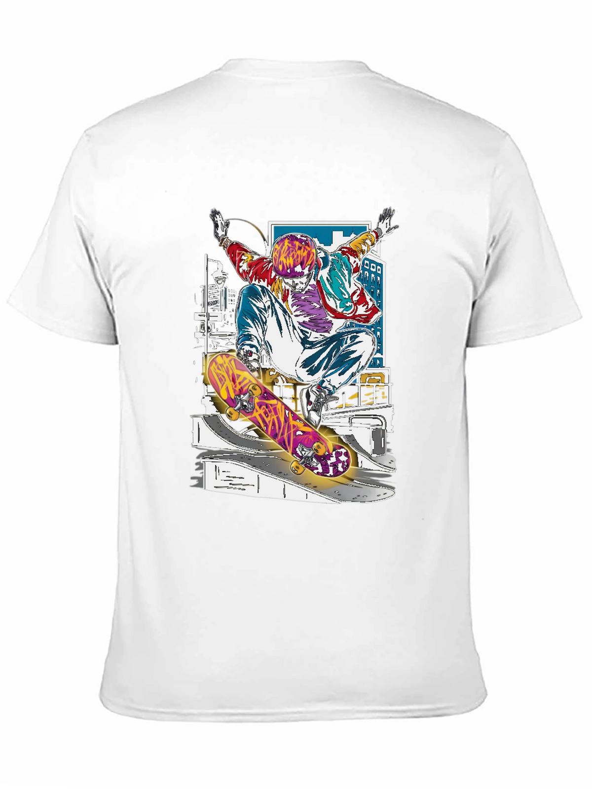 Skateboarder Graphic Tee - Black Cotton Blend Shirt