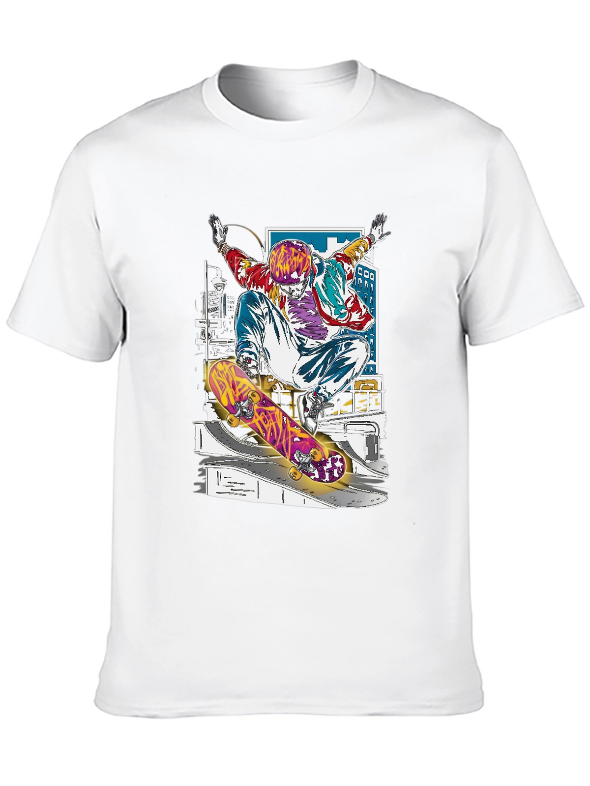 Skateboarder Graphic Tee - Black Cotton Blend Shirt