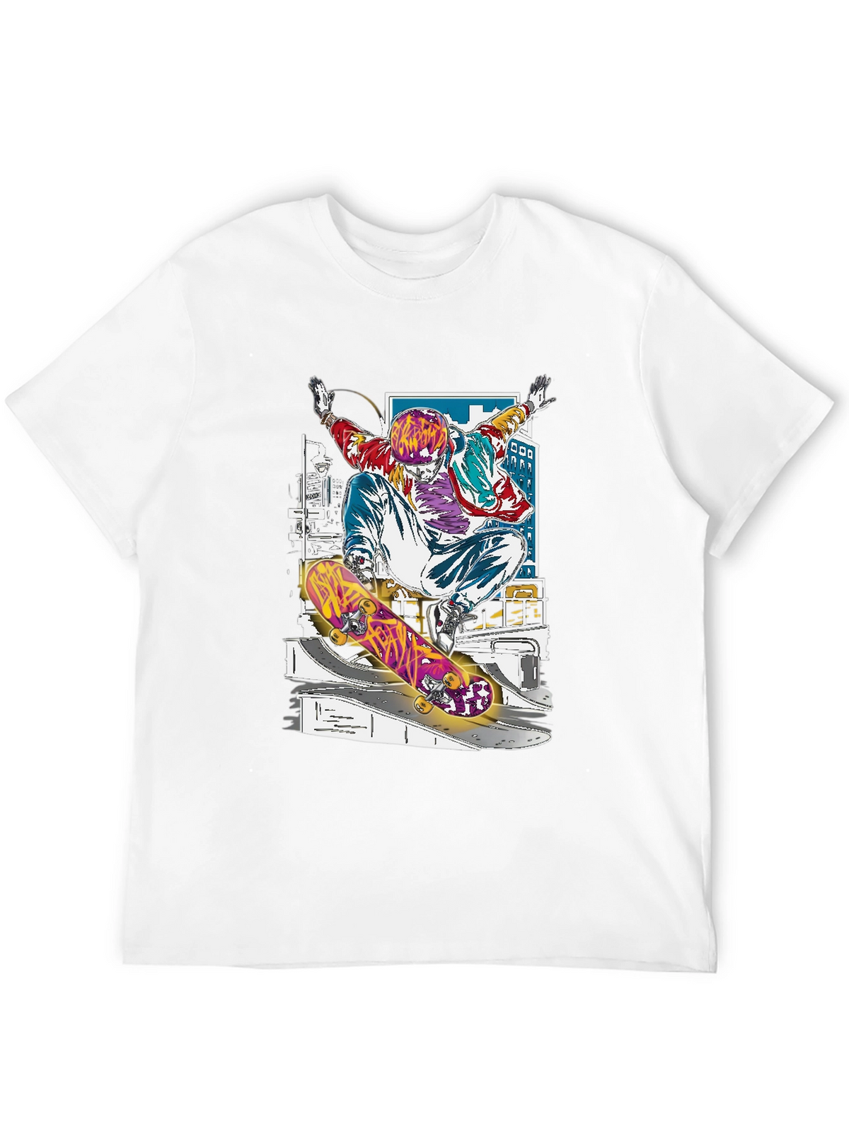 Skateboarder Graphic Tee - Black Cotton Blend Shirt