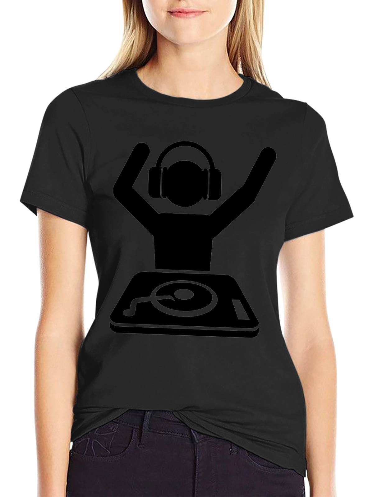 DJ Graphic T-Shirt - Black Cotton Blend