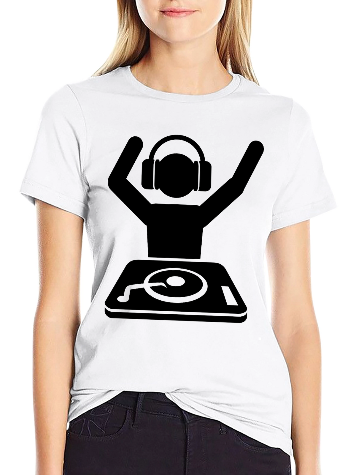 DJ Graphic T-Shirt - Black Cotton Blend