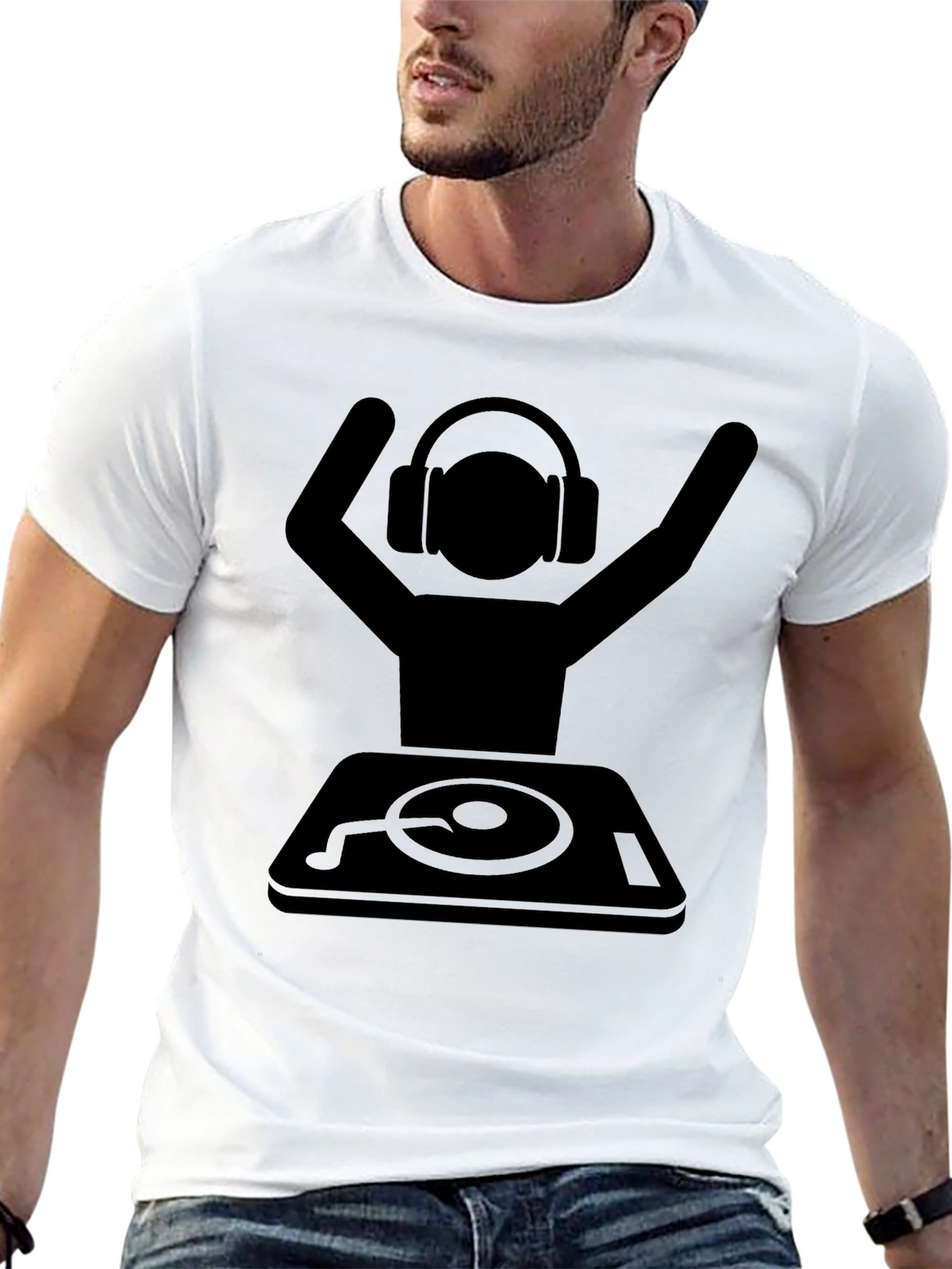 DJ Graphic T-Shirt - Black Cotton Blend