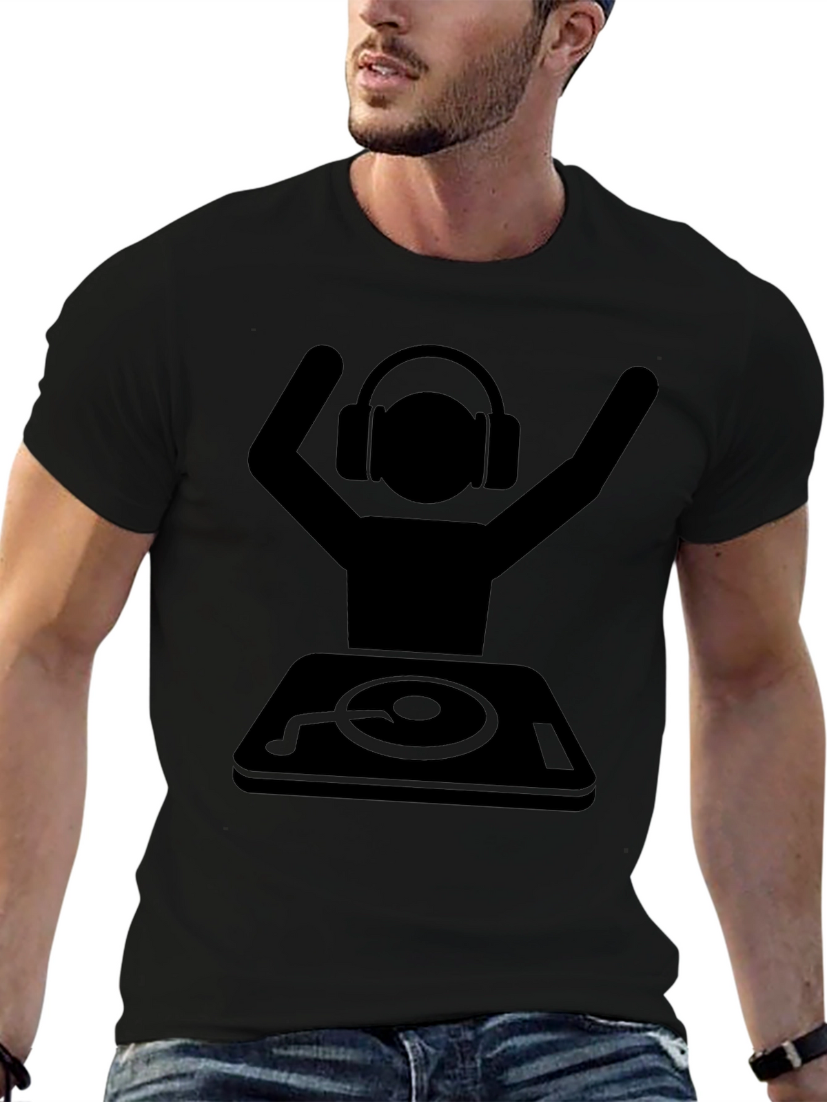 DJ Graphic T-Shirt - Black Cotton Blend