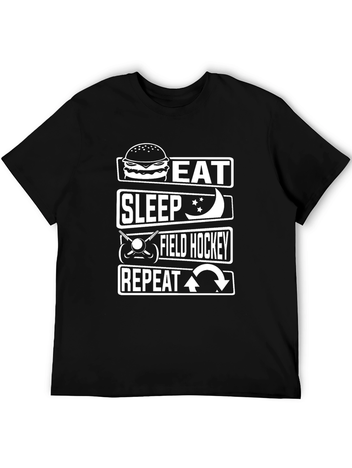 Eat Sleep Field Hockey Repeat Black T-Shirt