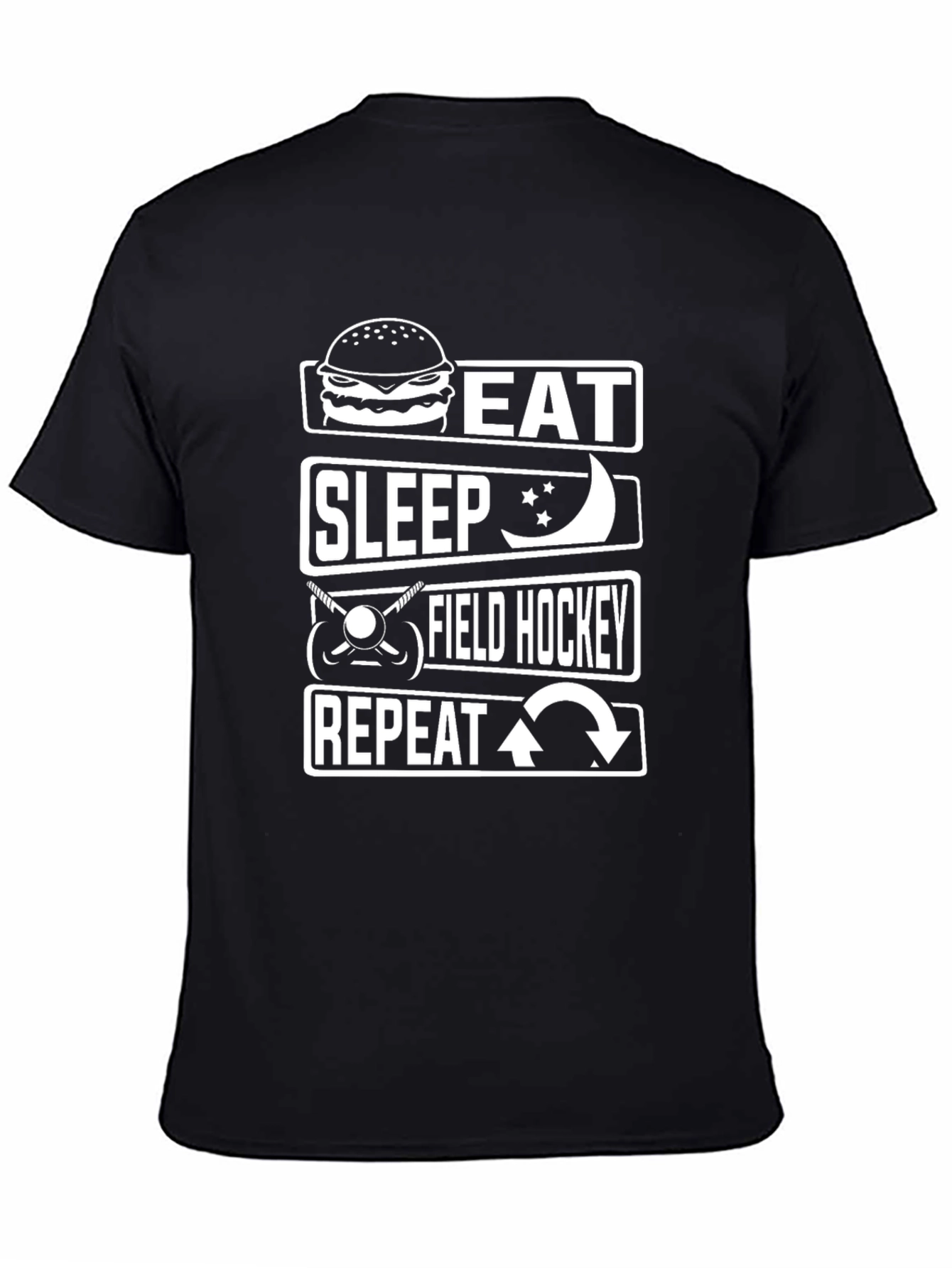 Eat Sleep Field Hockey Repeat Black T-Shirt