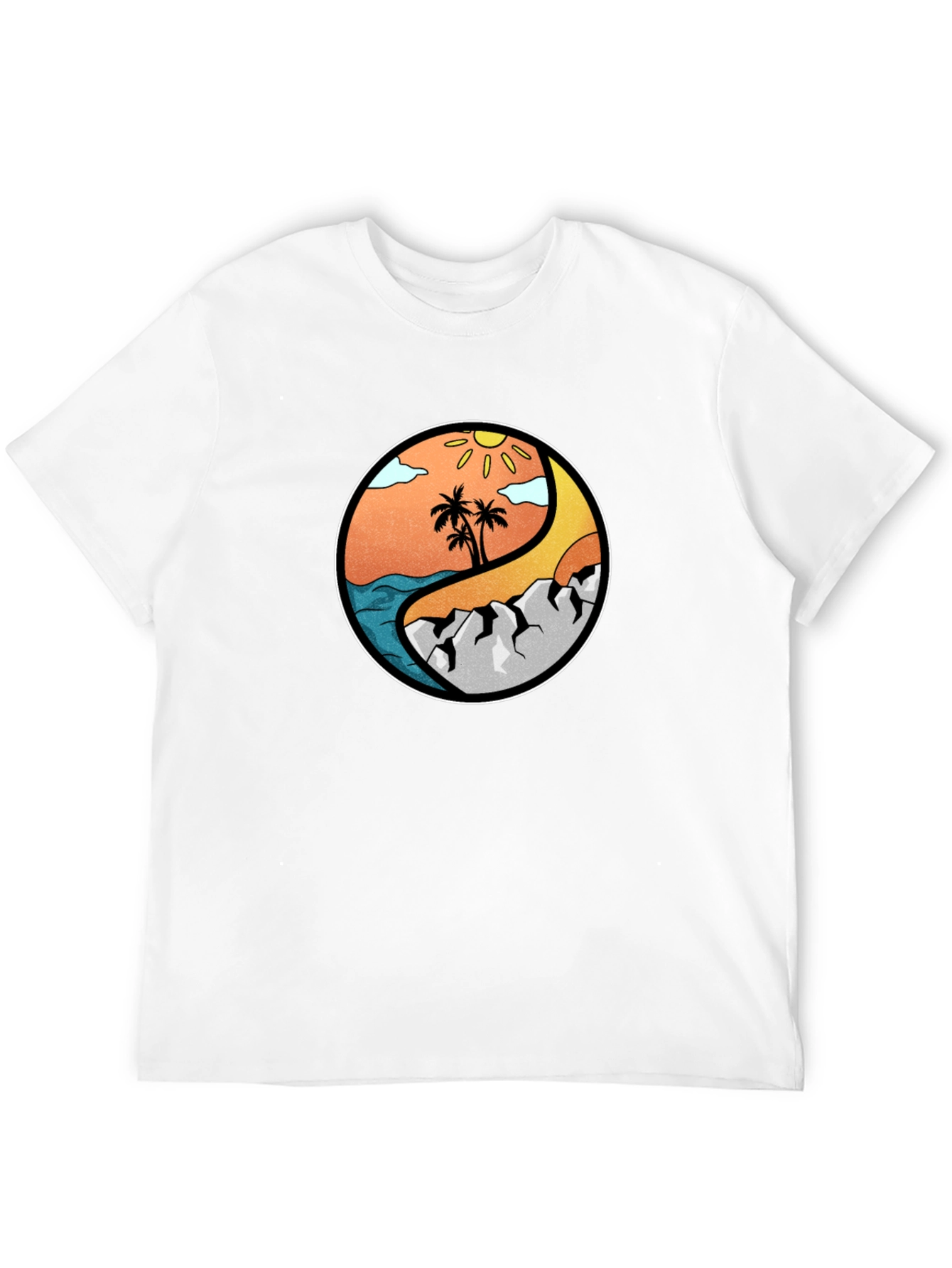 Yin Yang Beach & Mountain Graphic T-Shirt