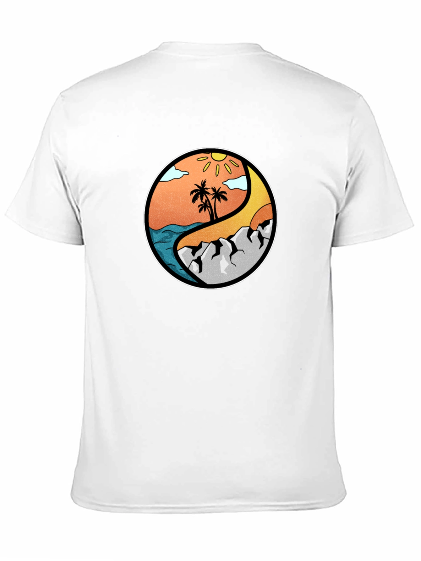 Yin Yang Beach & Mountain Graphic T-Shirt