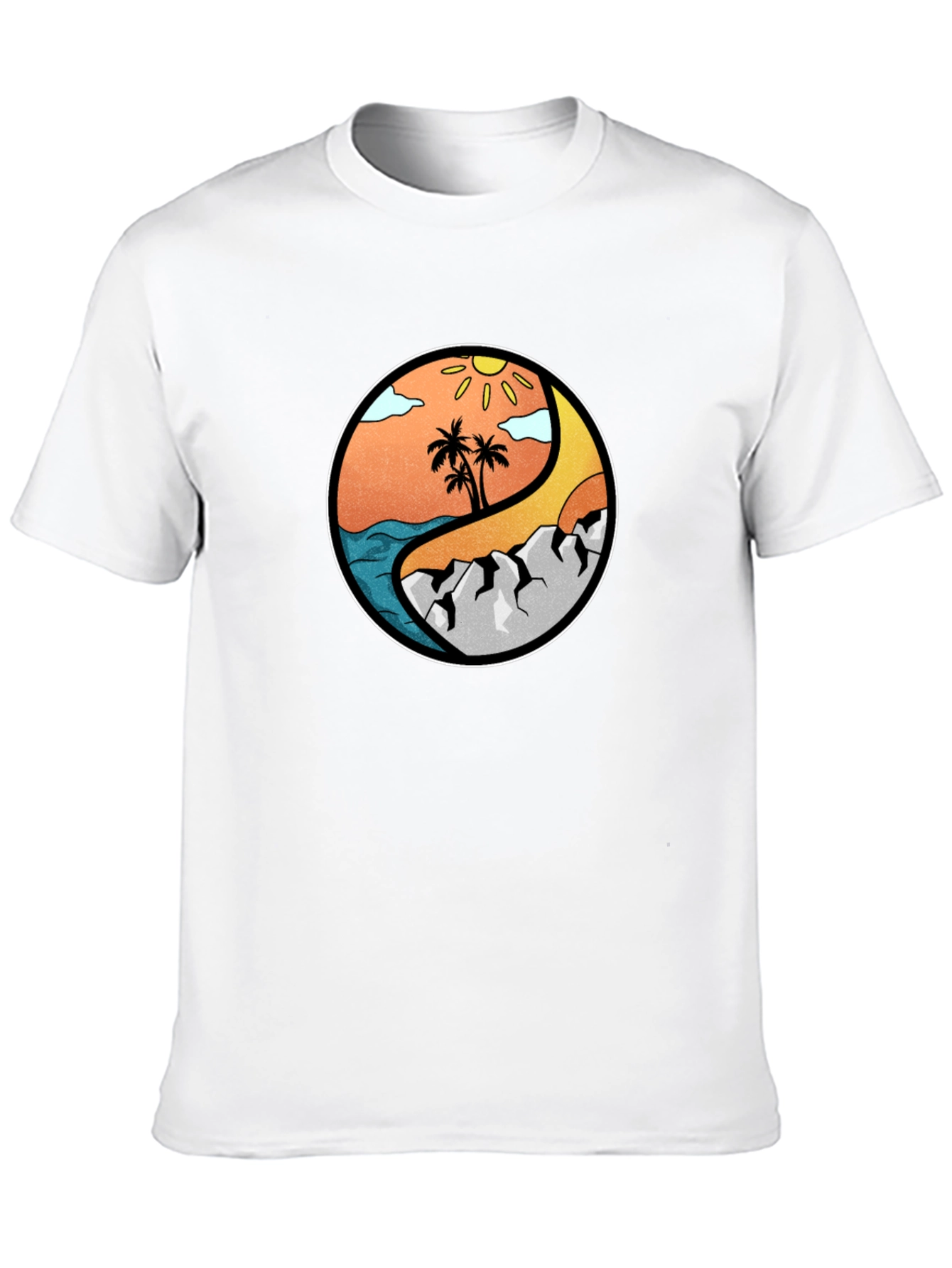 Yin Yang Beach & Mountain Graphic T-Shirt