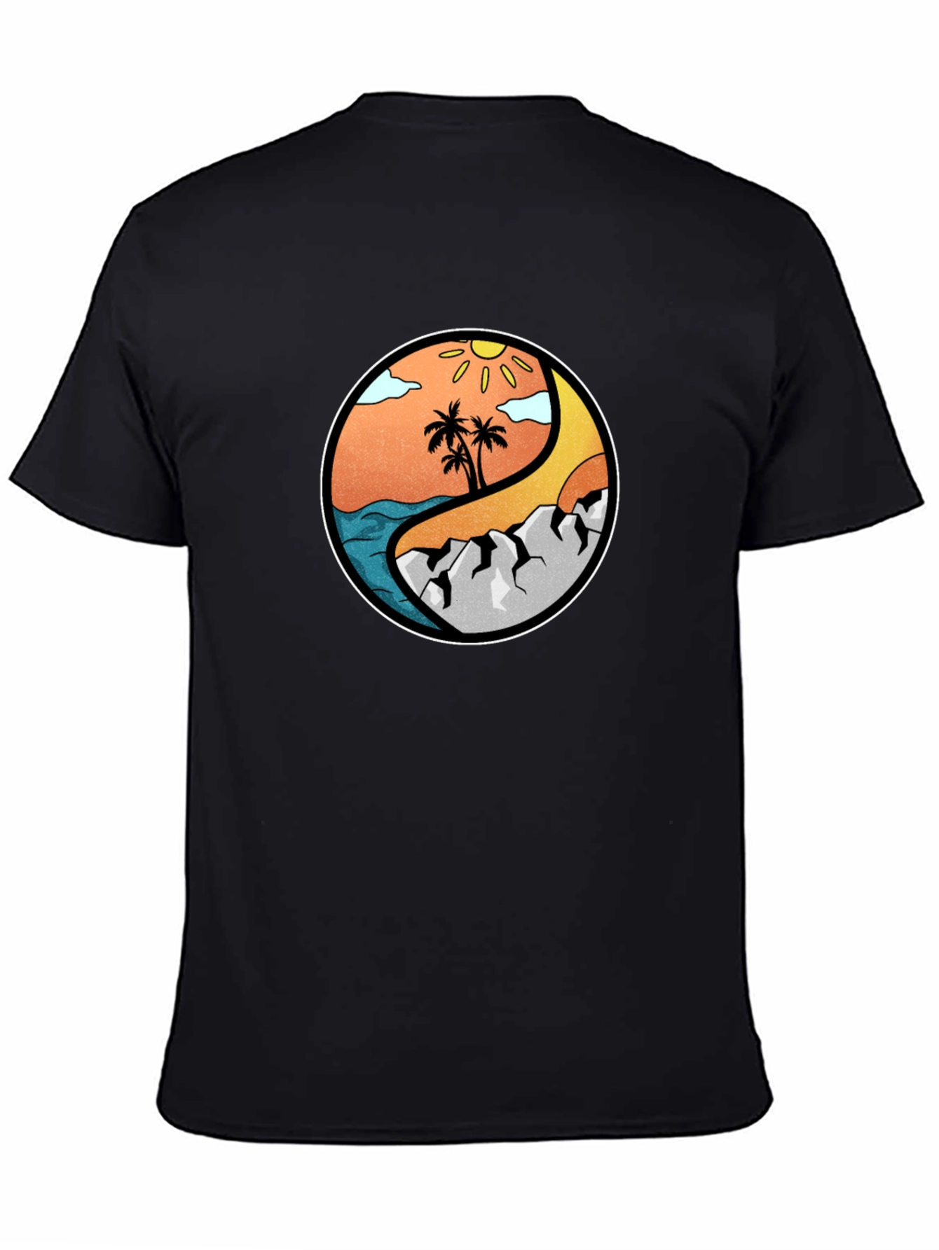 Yin Yang Beach & Mountain Graphic T-Shirt
