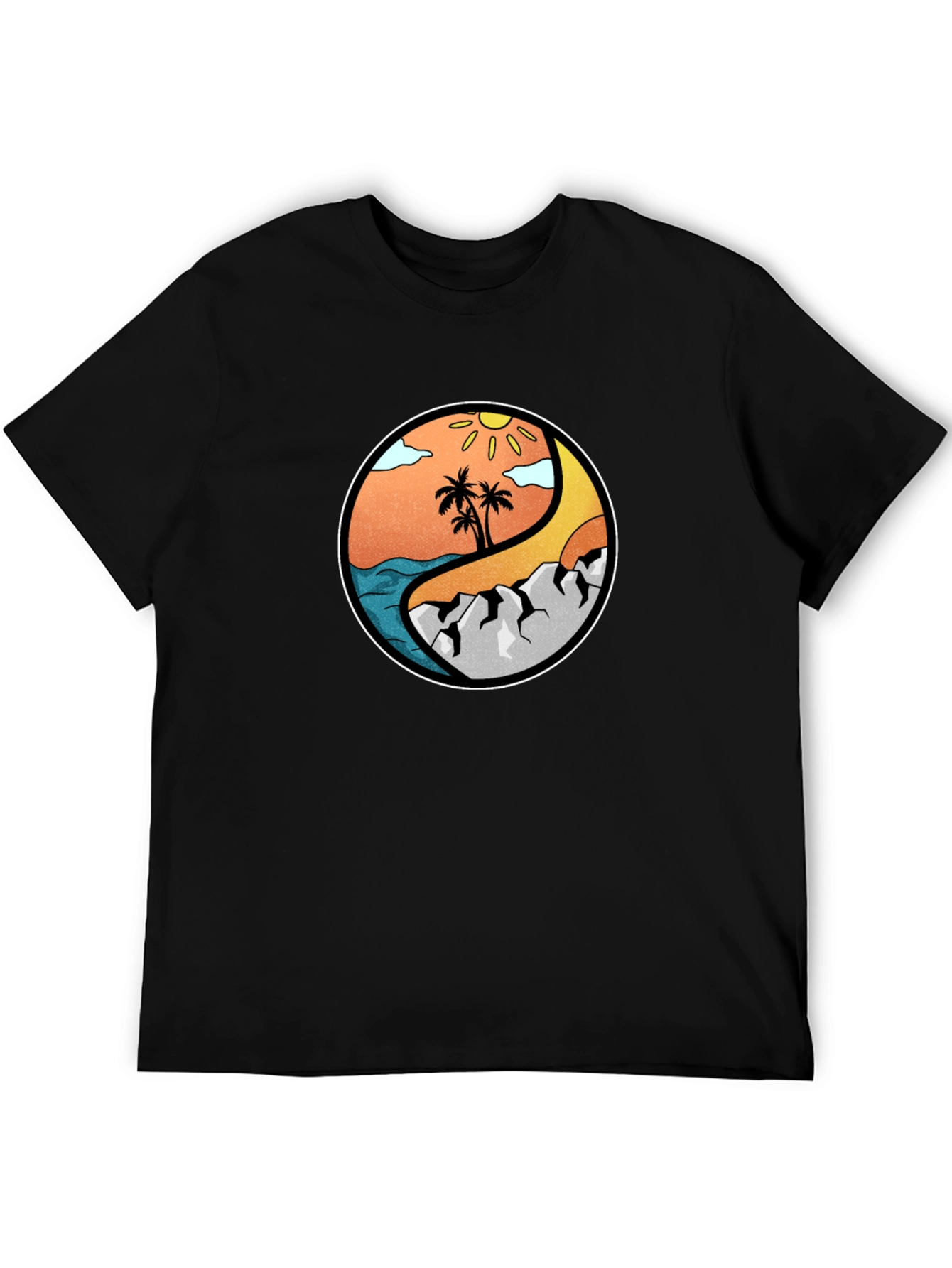 Yin Yang Beach & Mountain Graphic T-Shirt