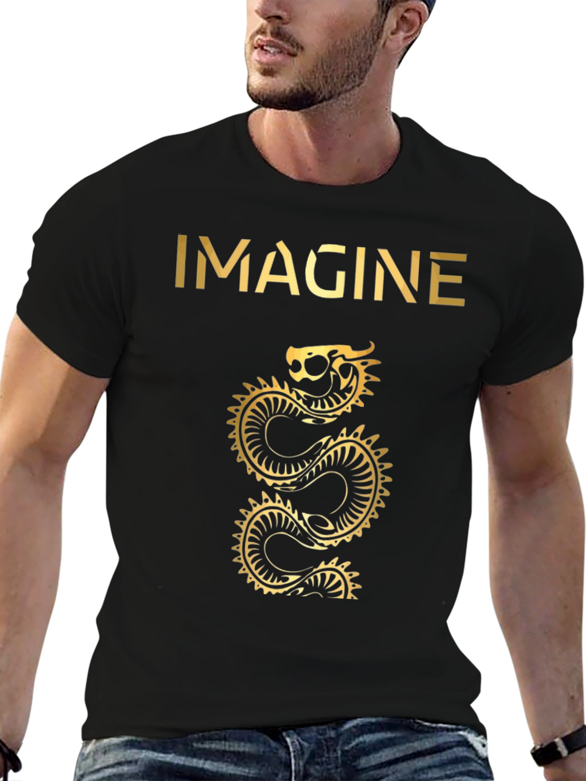 Imagine Dragon Tee - Black Cotton T-Shirt