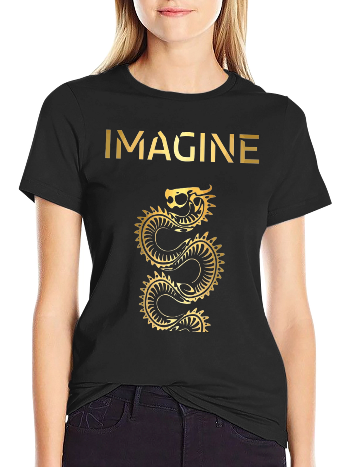 Imagine Dragon Tee - Black Cotton T-Shirt
