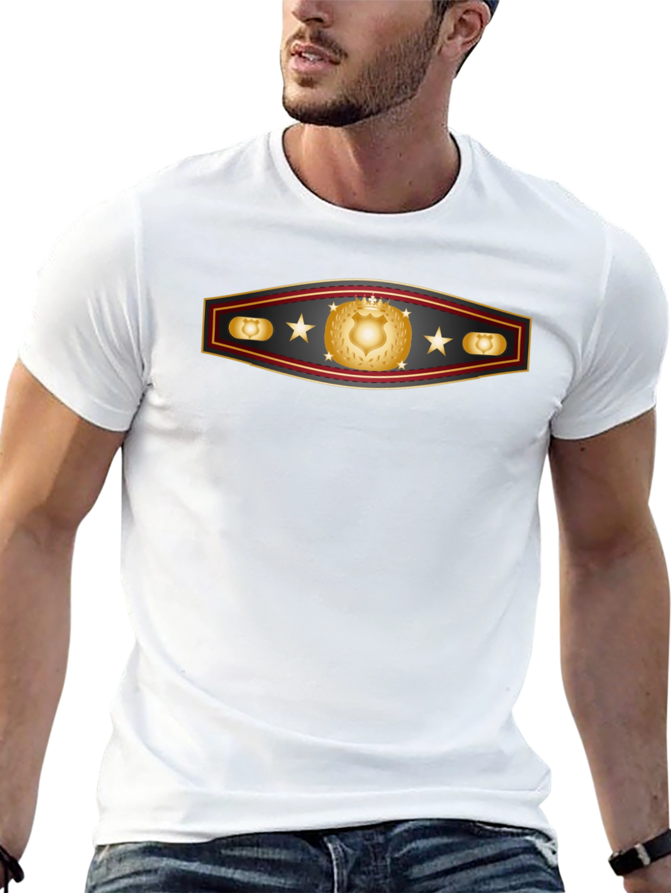 Black T-Shirt with Shield and Star Graphic
