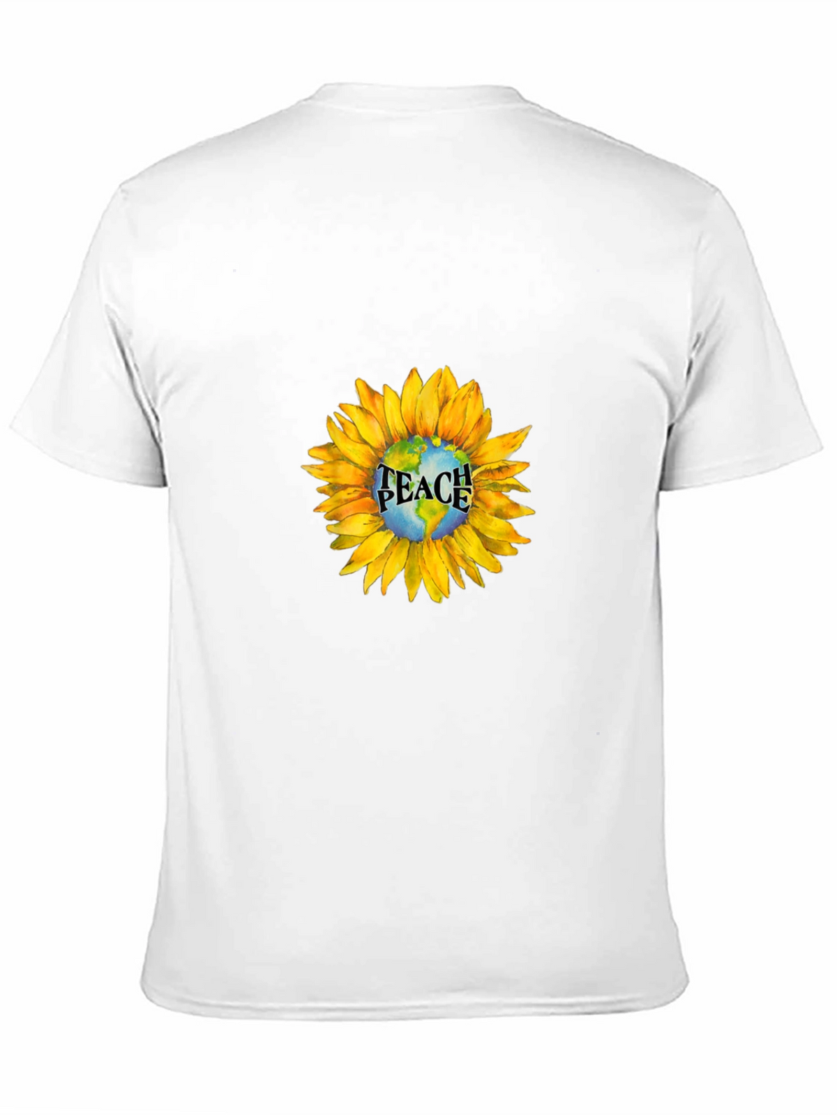 Peace Earth Sunflower Graphic Tee - Black