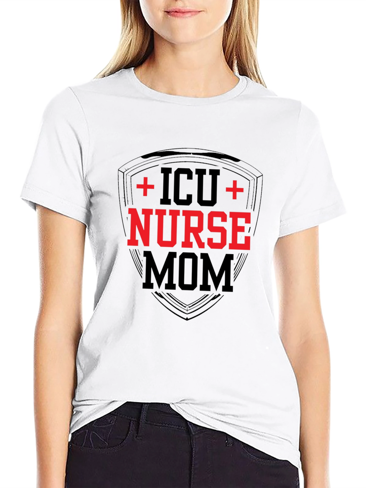 ICU Nurse Mom Graphic Tee - Black Cotton T-Shirt