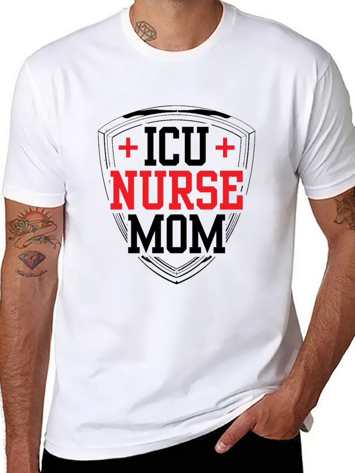 ICU Nurse Mom Graphic Tee - Black Cotton T-Shirt
