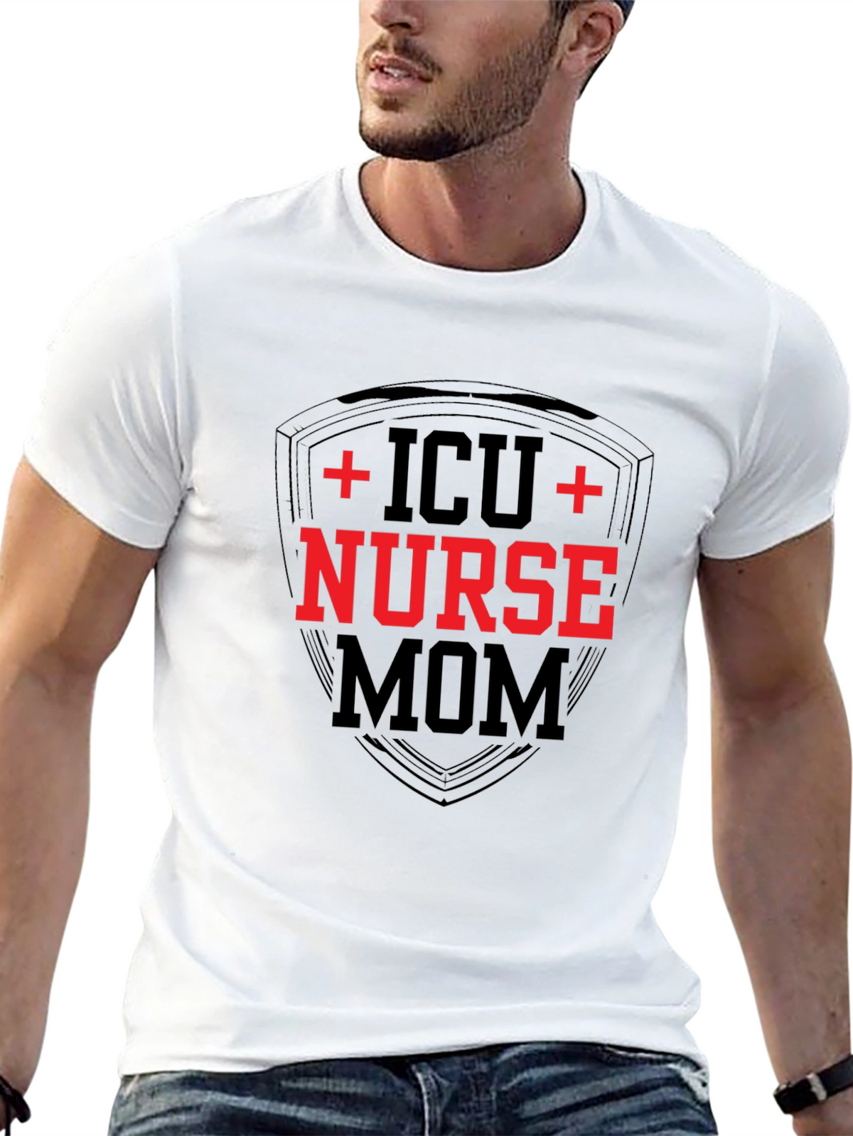ICU Nurse Mom Graphic Tee - Black Cotton T-Shirt