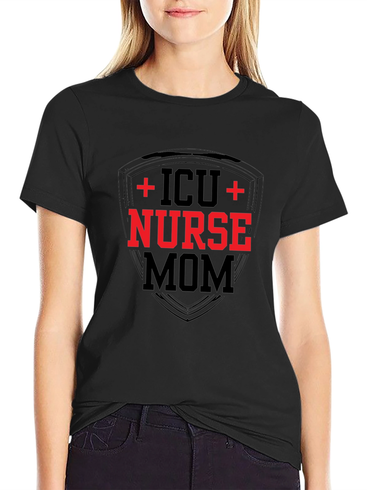 ICU Nurse Mom Graphic Tee - Black Cotton T-Shirt