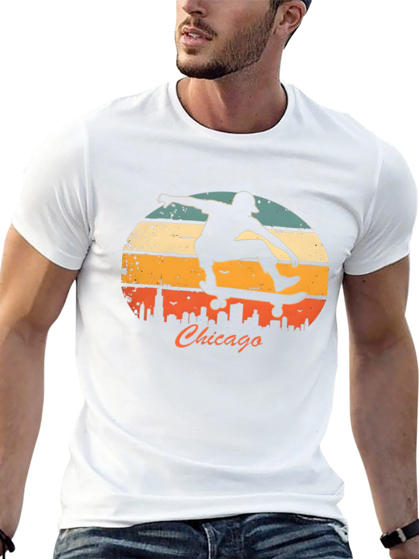 Chicago Skater Graphic Tee - Retro Style