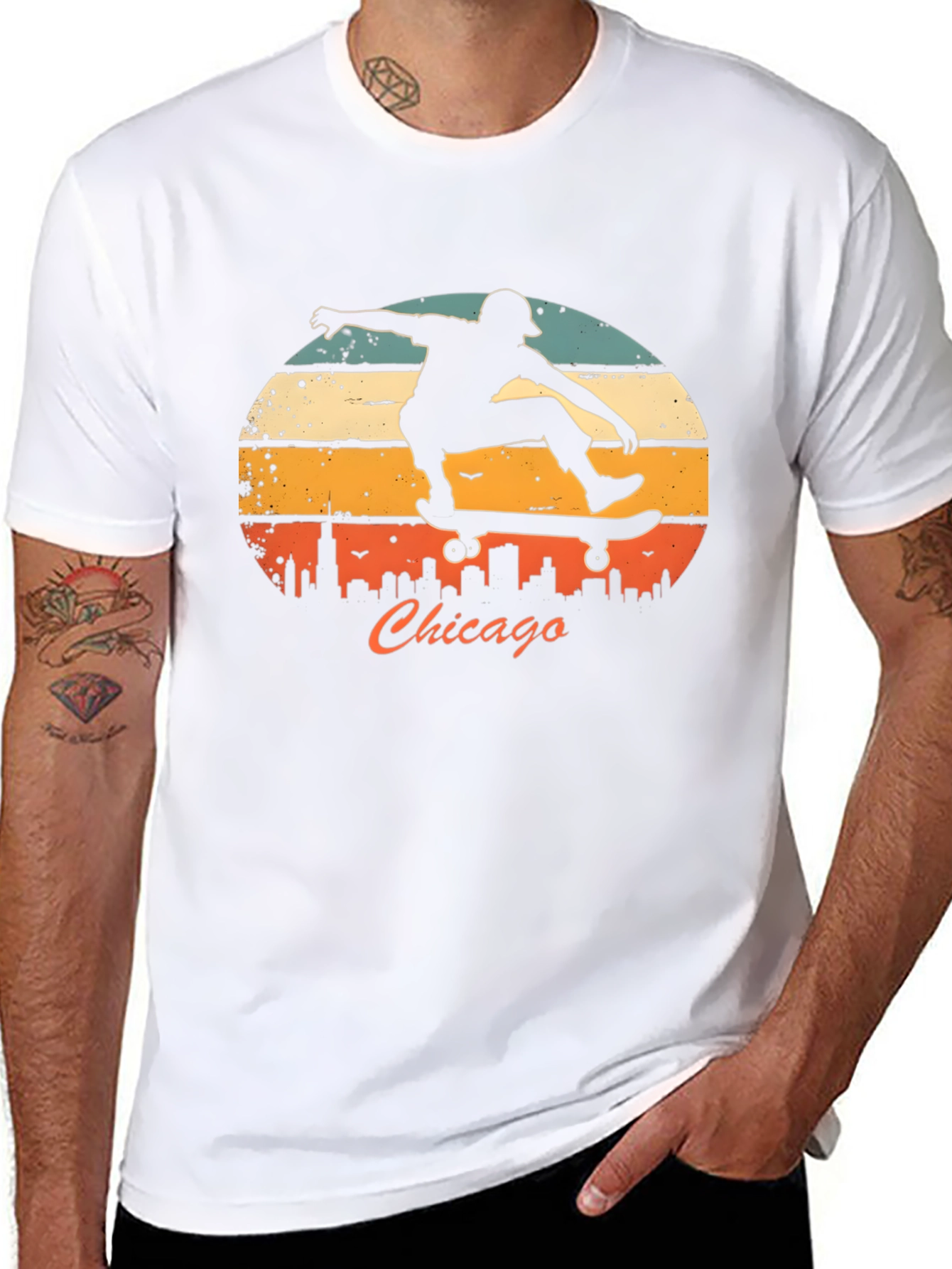 Chicago Skater Graphic Tee - Retro Style