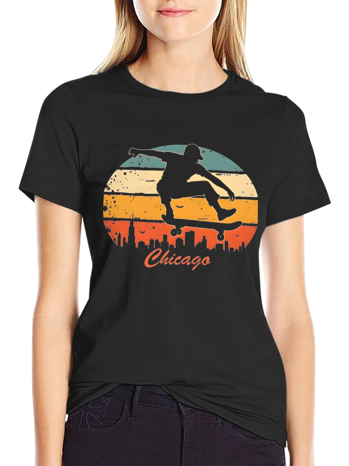 Chicago Skater Graphic Tee - Retro Style