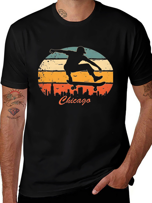 Chicago Skater Graphic Tee - Retro Style