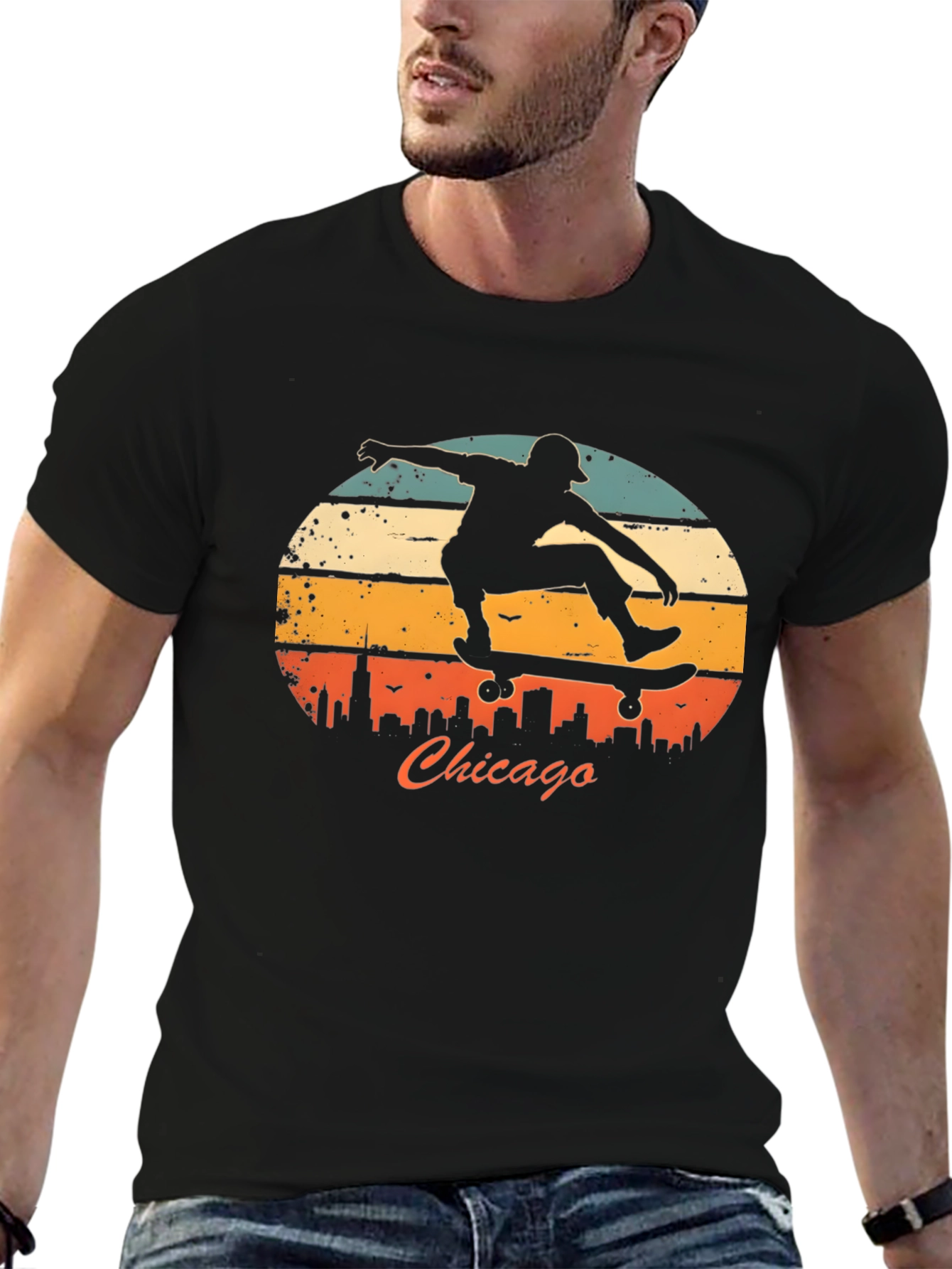 Chicago Skater Graphic Tee - Retro Style