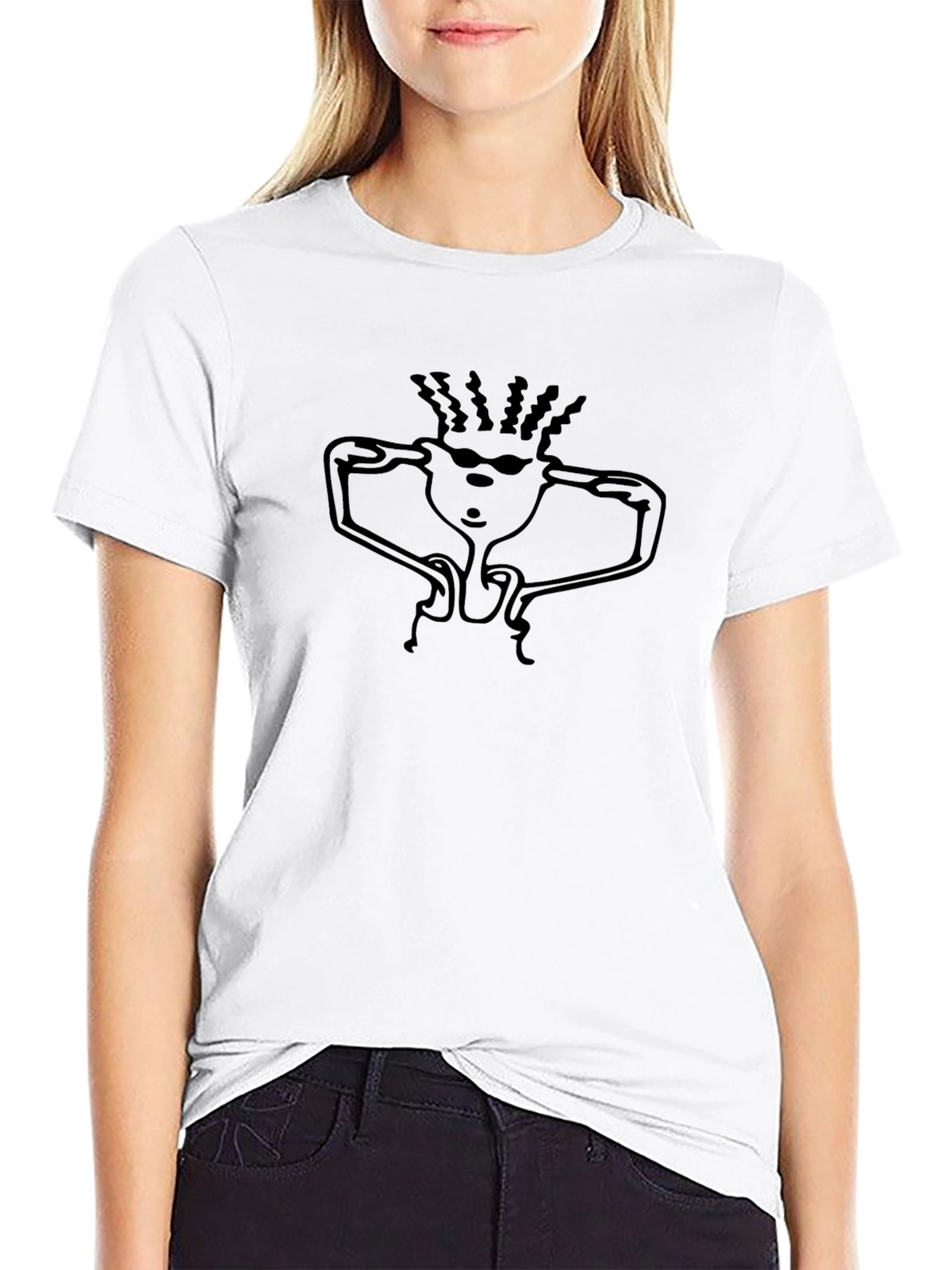 Cool Cartoon Character Graphic Tee - Black