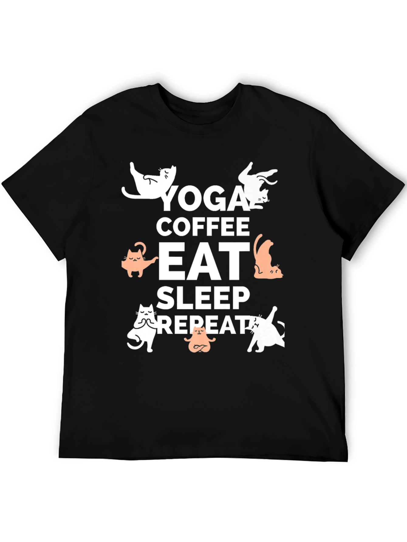 Yoga Coffee Eat Sleep Repeat Cat T-Shirt