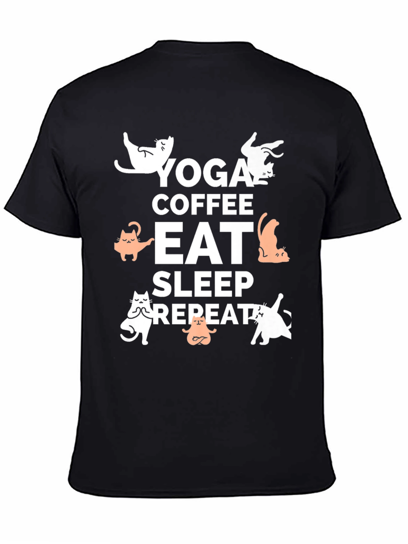 Yoga Coffee Eat Sleep Repeat Cat T-Shirt
