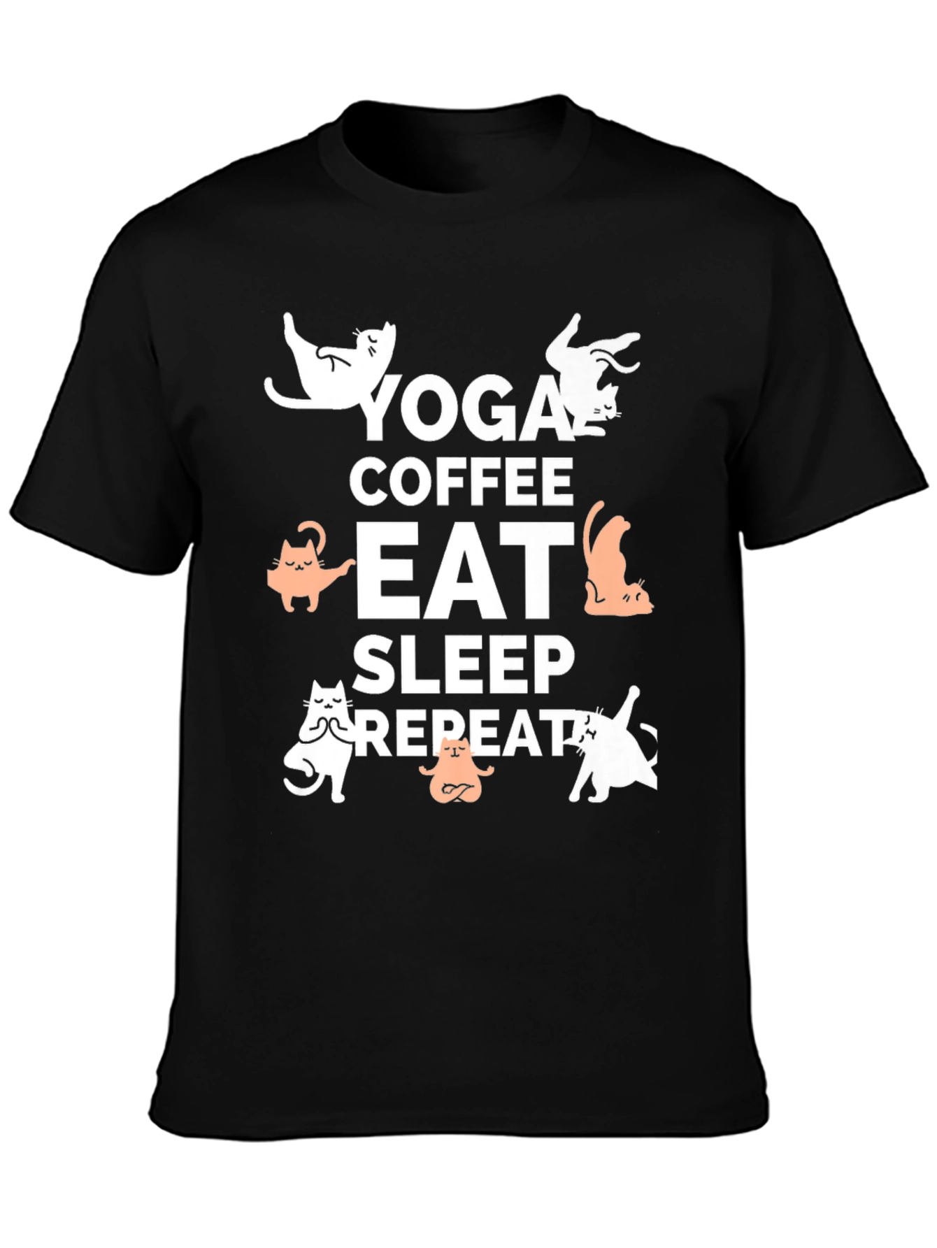 Yoga Coffee Eat Sleep Repeat Cat T-Shirt
