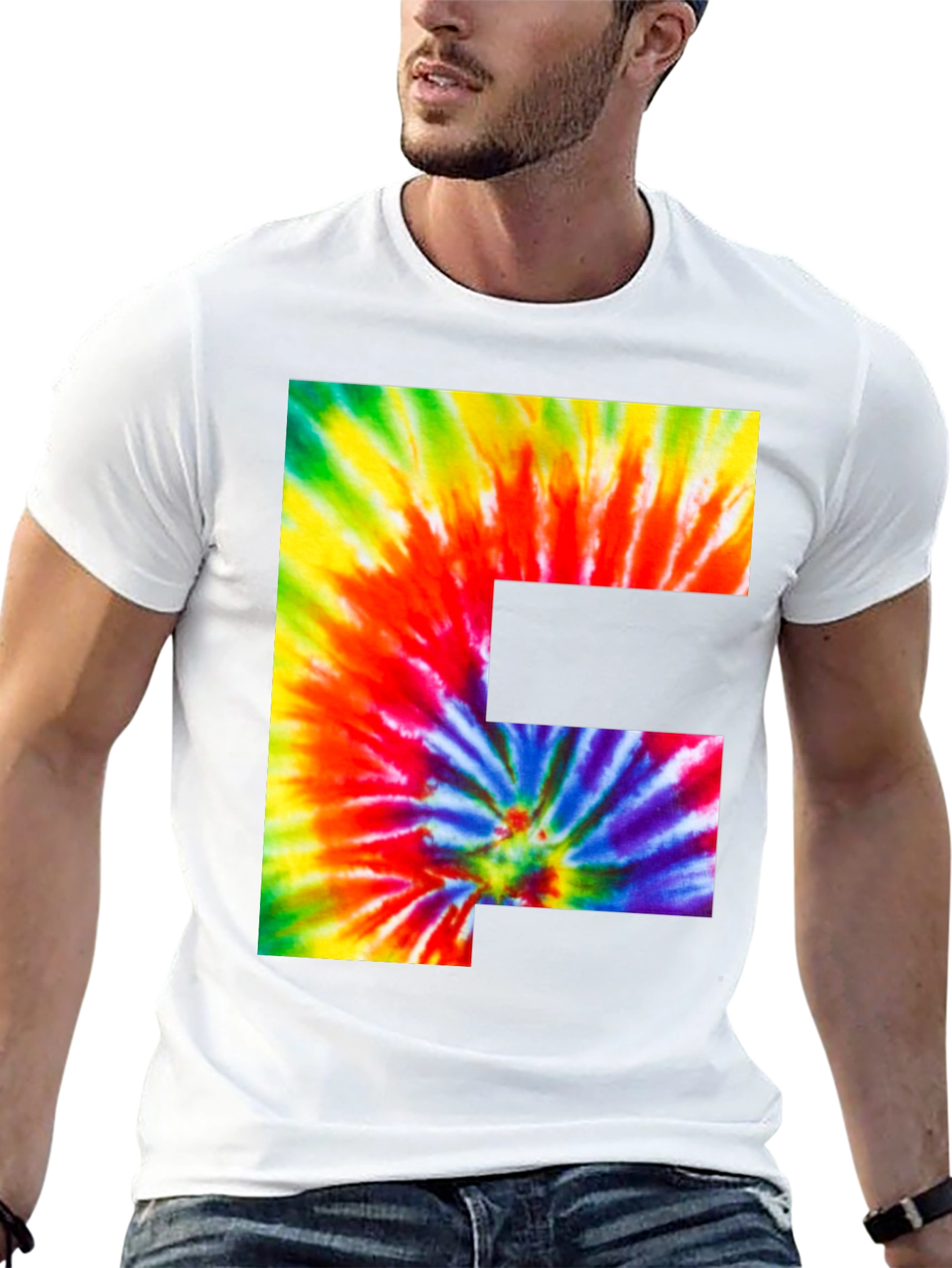 Tie Dye Letter F Graphic Tee - Black