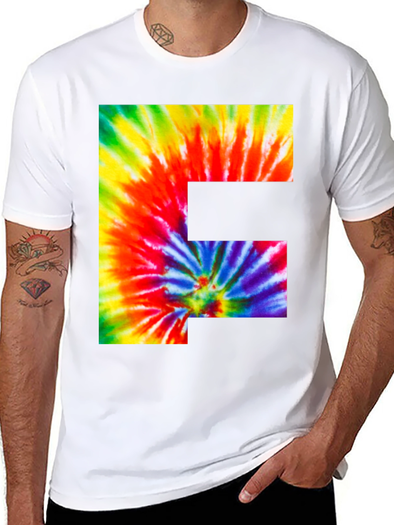Tie Dye Letter F Graphic Tee - Black