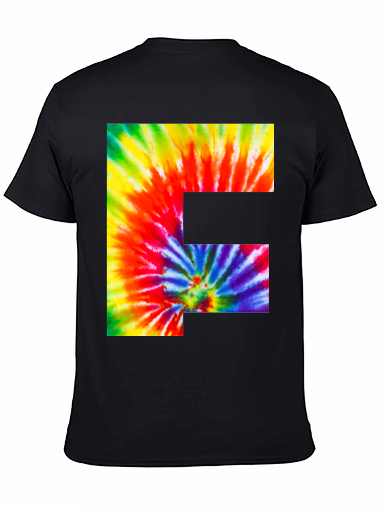 Tie Dye Letter F Graphic Tee - Black