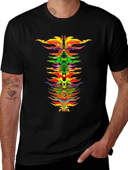 Psychedelic Spine Graphic Tee - Unique Colorful Design