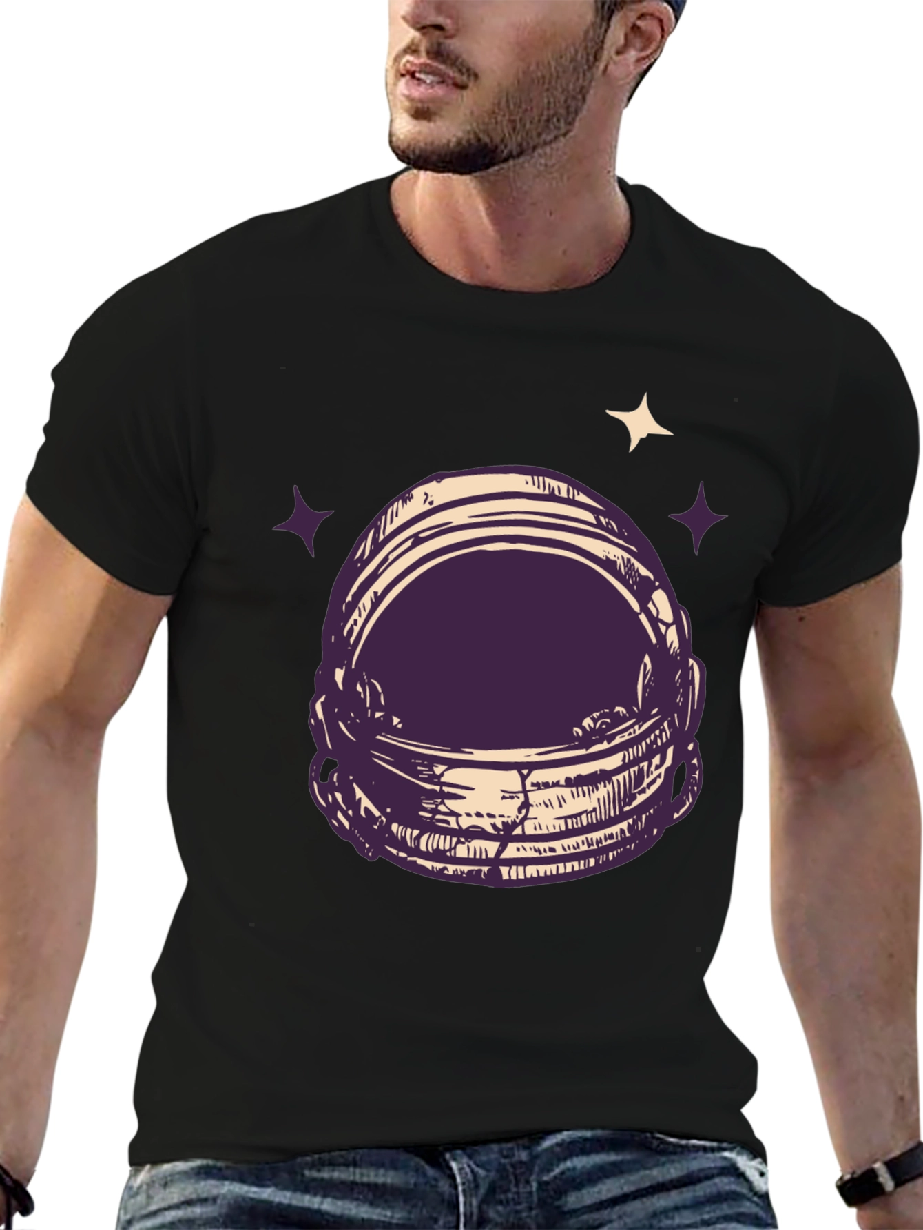 Astronaut Helmet Graphic Tee - Space Lovers T-Shirt