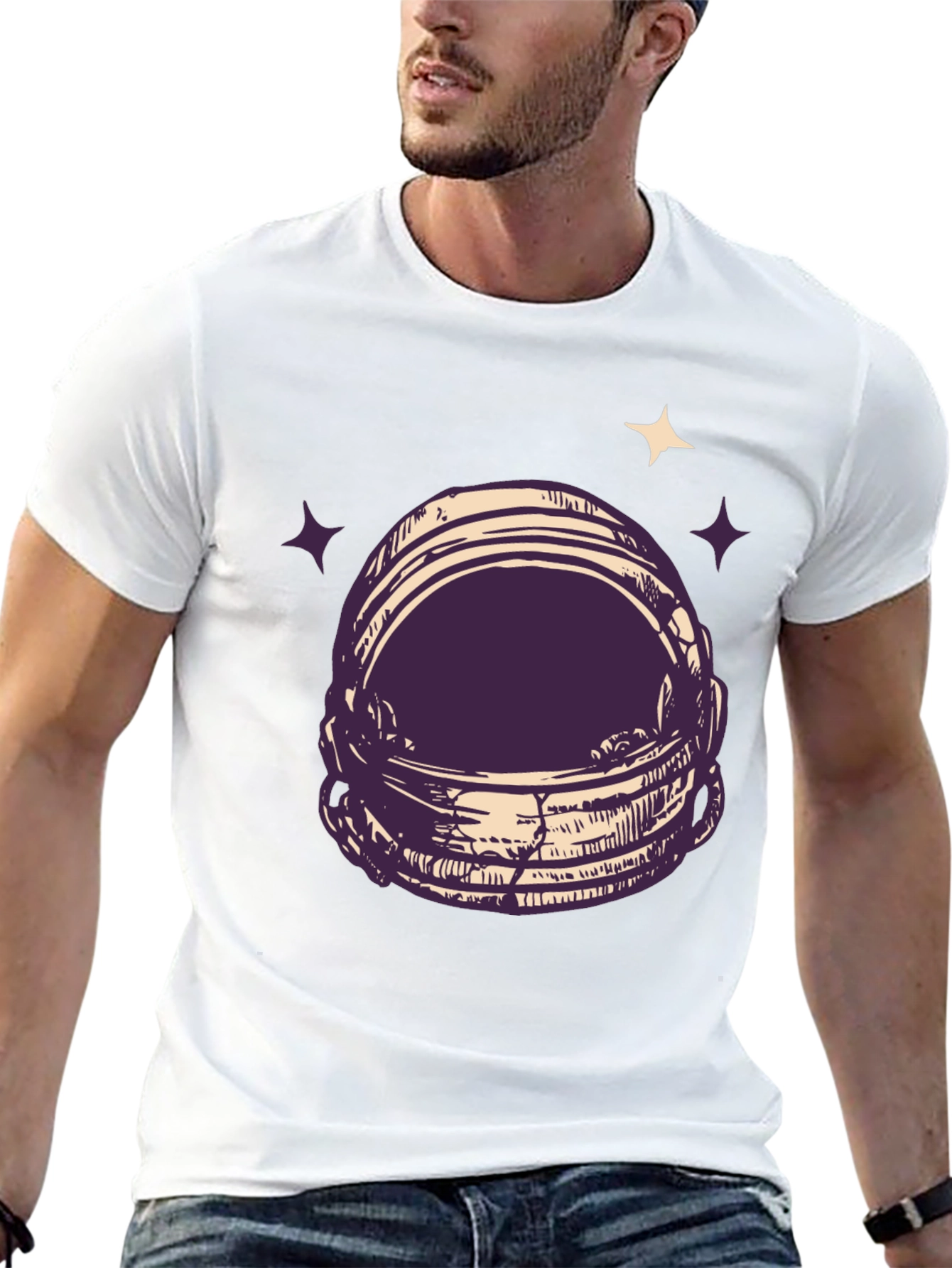 Astronaut Helmet Graphic Tee - Space Lovers T-Shirt