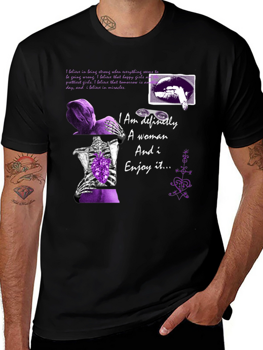 Edgy Purple Graphic Tee - I Am Definitely A Woman