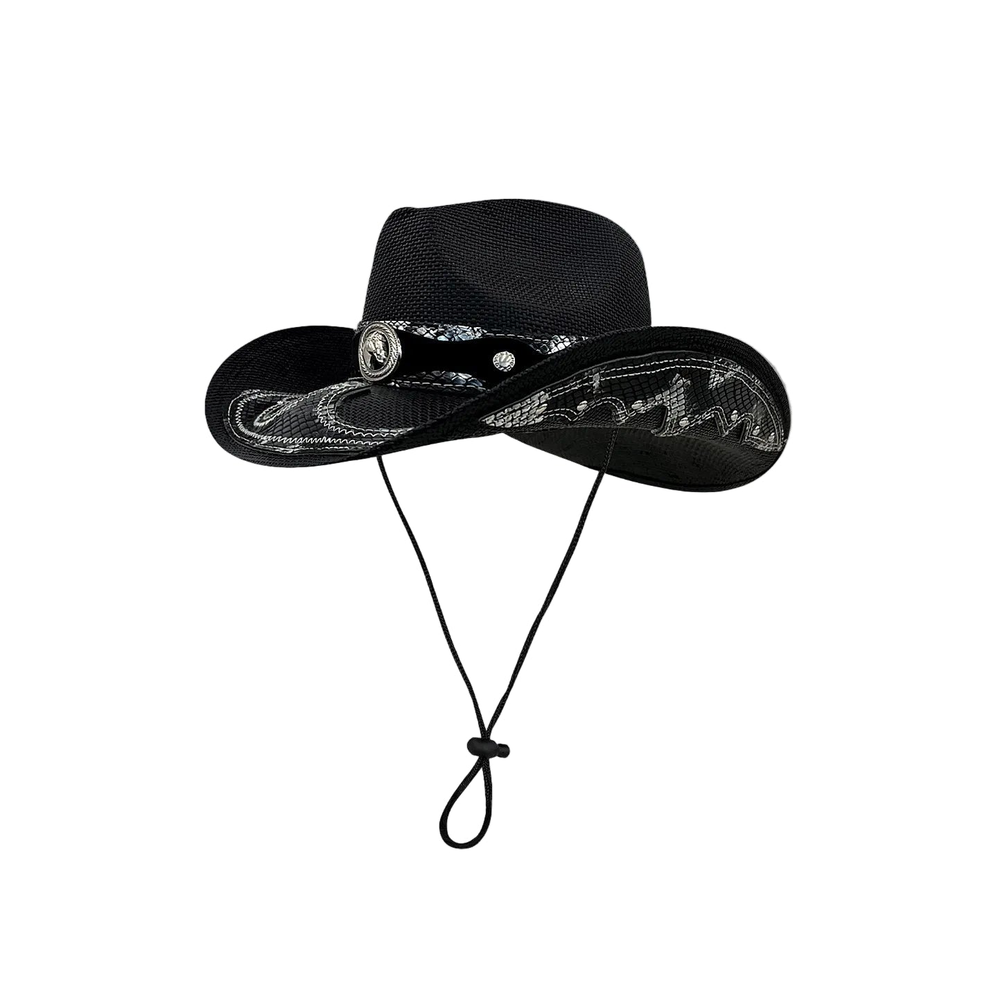Stylish Snake Pattern Straw Cowboy Hat for UV Protection