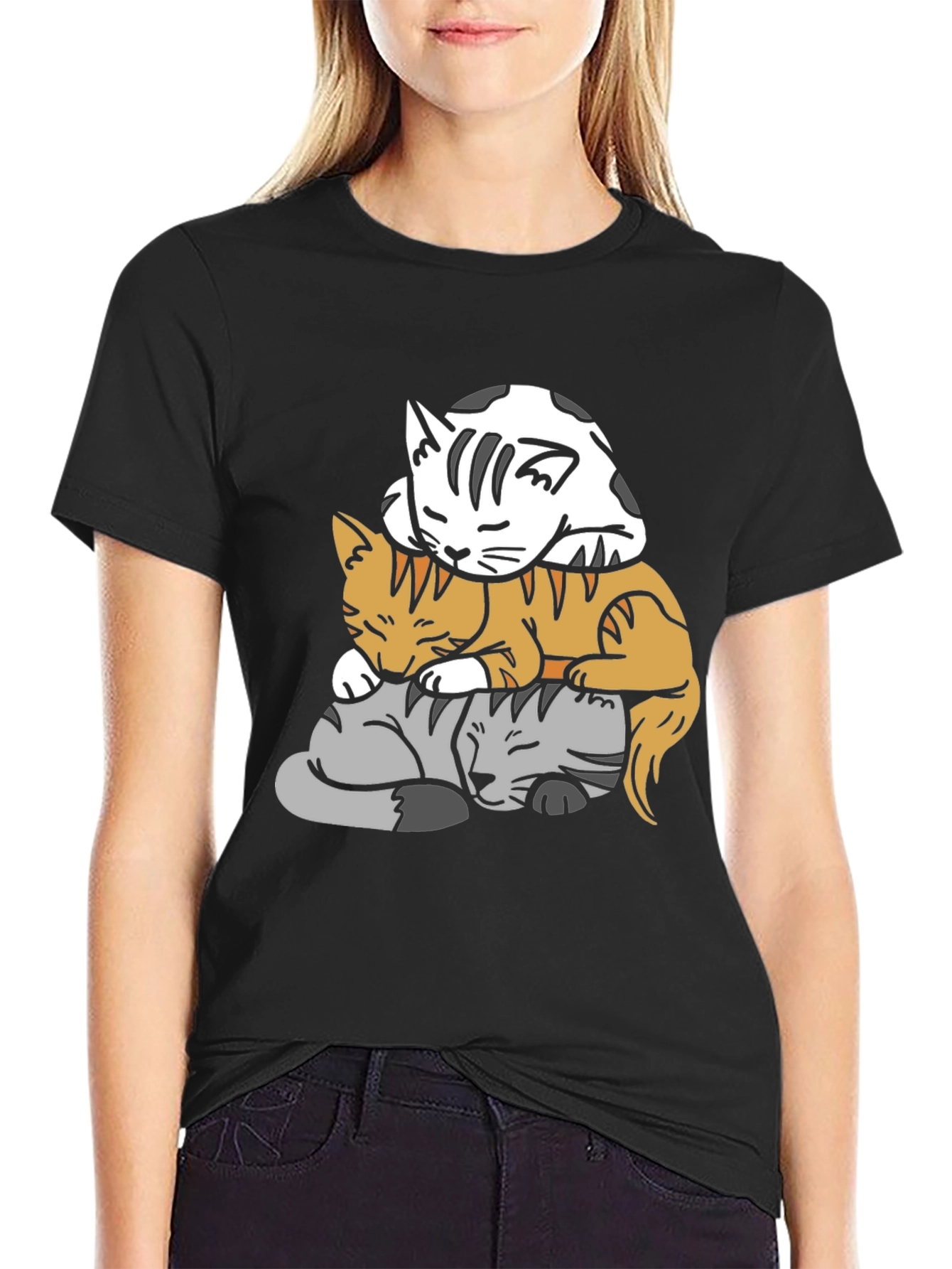 Stacked Cats Graphic Tee - Soft & Comfy!