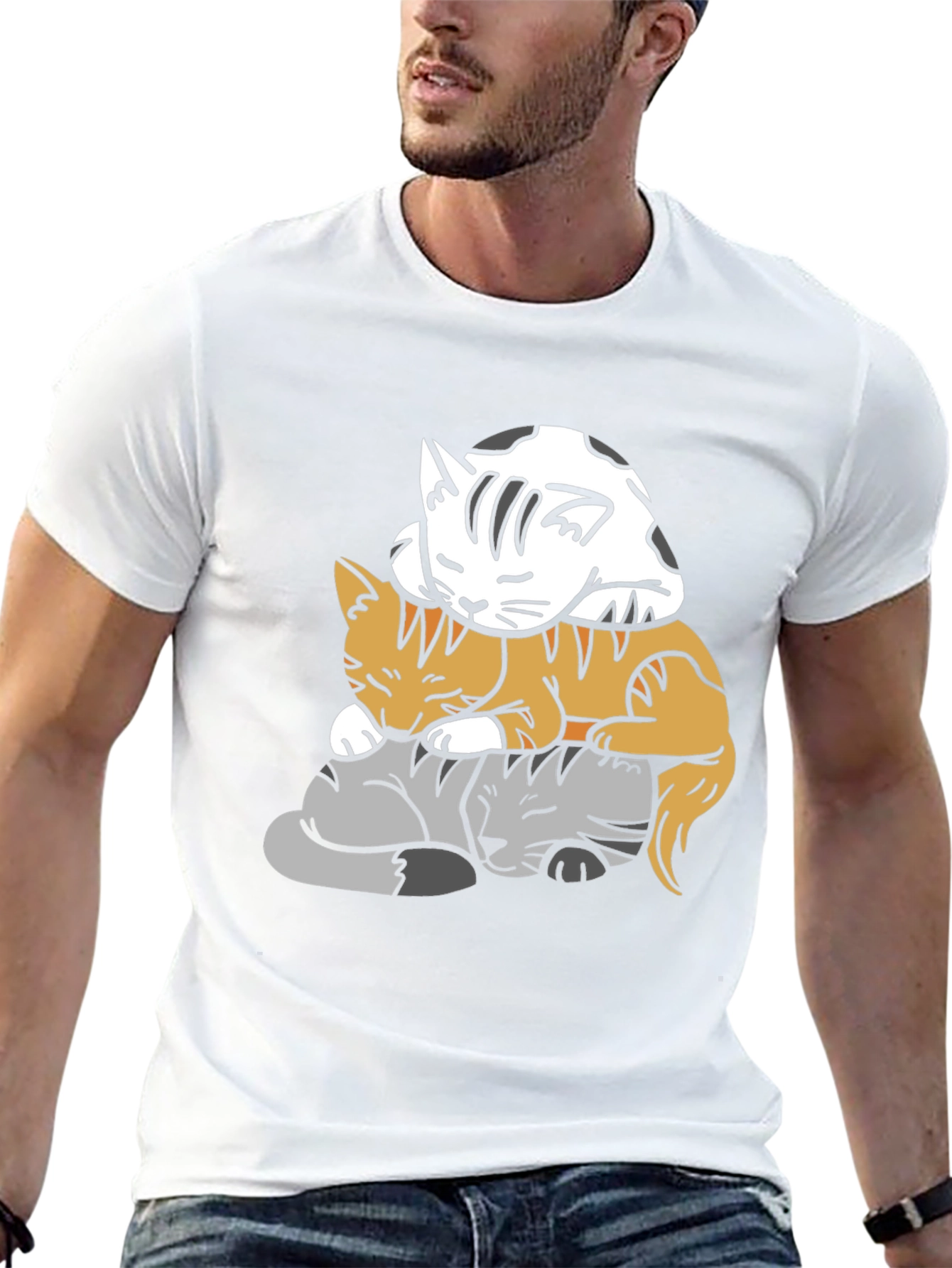 Stacked Cats Graphic Tee - Soft & Comfy!