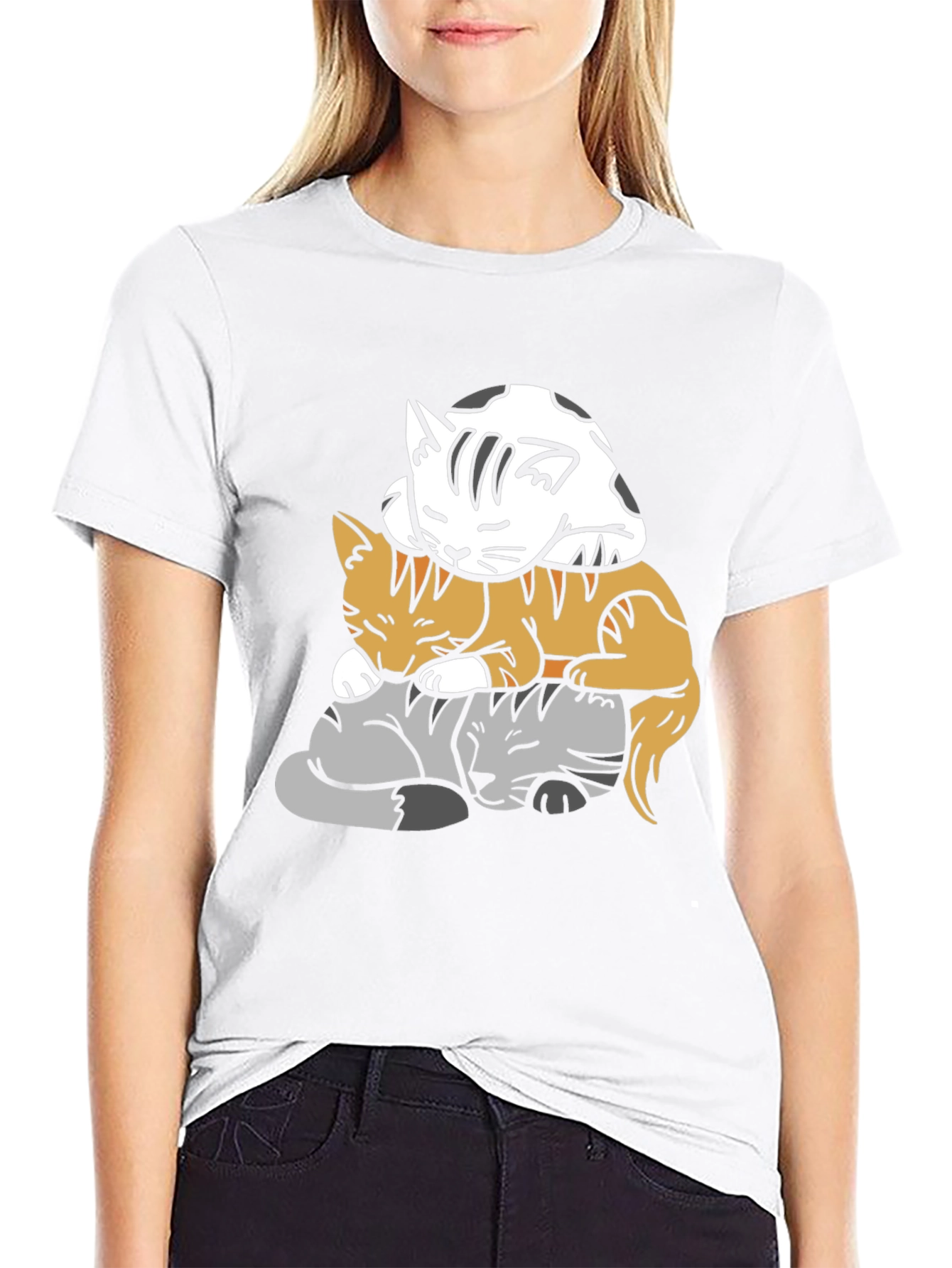 Stacked Cats Graphic Tee - Soft & Comfy!