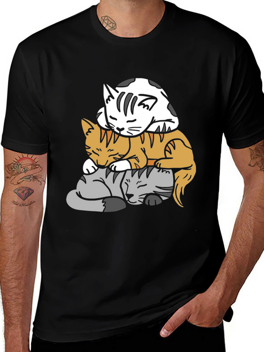 Stacked Cats Graphic Tee - Soft & Comfy!