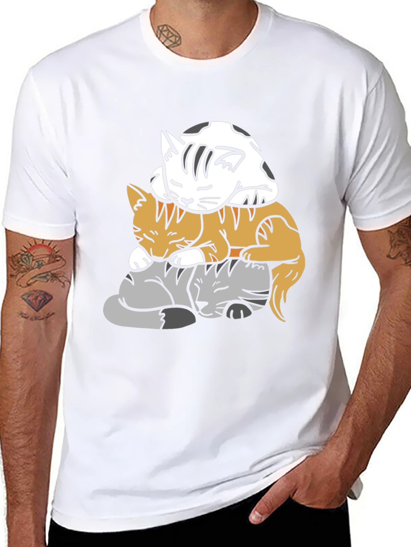 Stacked Cats Graphic Tee - Soft & Comfy!