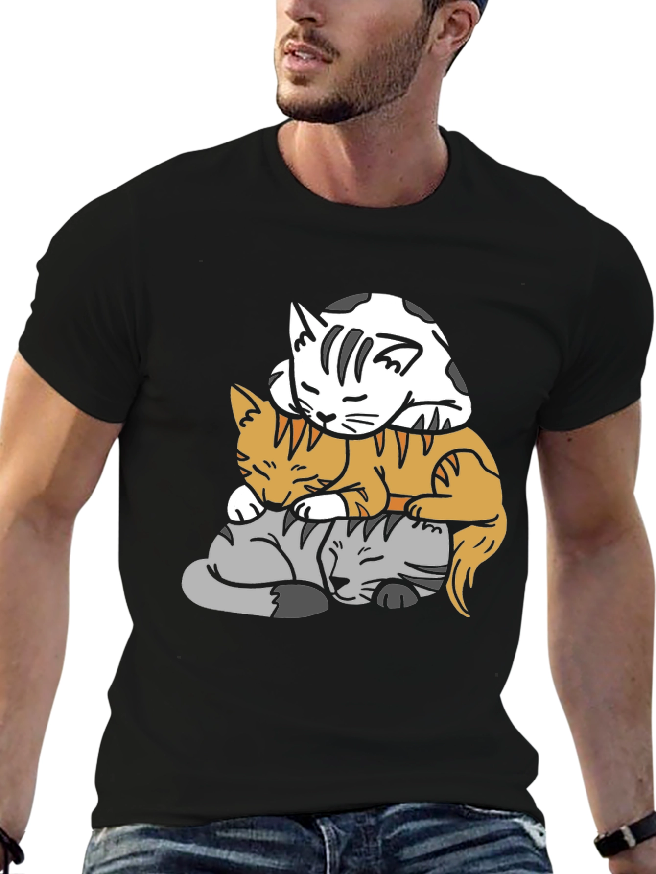 Stacked Cats Graphic Tee - Soft & Comfy!