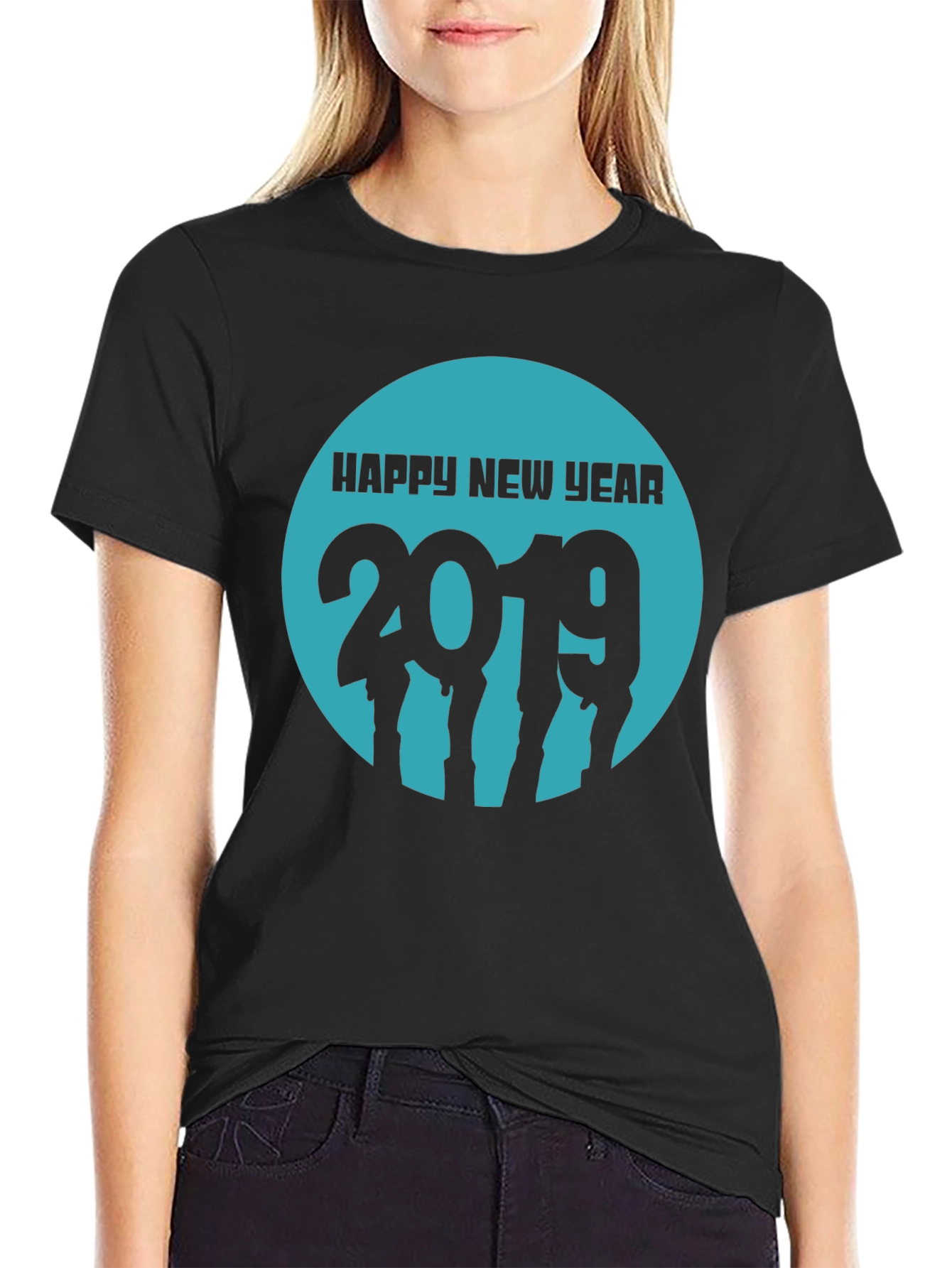 Happy New Year 2019 Black Graphic Tee