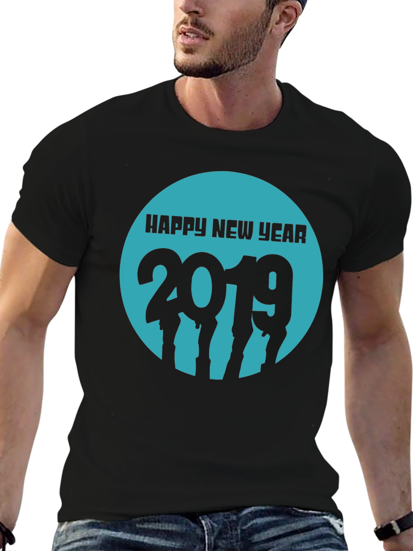 Happy New Year 2019 Black Graphic Tee
